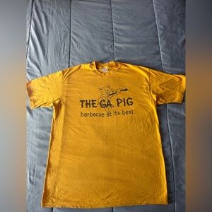 Vintage George Pig BBQ Yellow Graphic T-Shirt Single Stitch XL tag but smaller